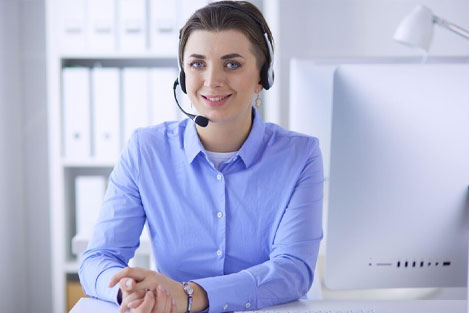 Professional customer support representative with headset
