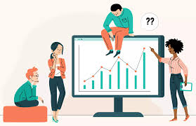 Sales analytics team working with data and charts