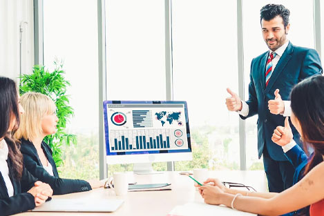 Professional sales presentation meeting
